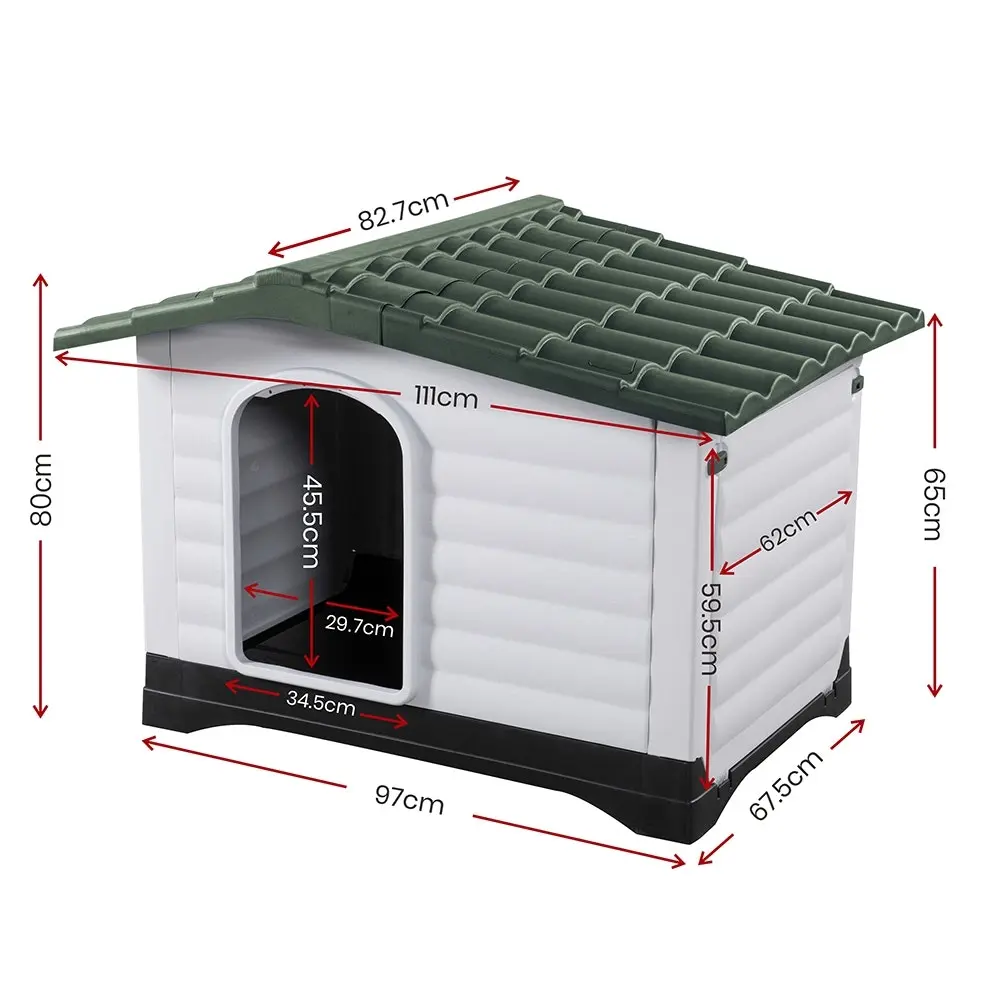 Taily Plastic Dog Kennel Outdoor Indoor Pet Puppy Dog House XL Extra Large Green Anti UV Shelter