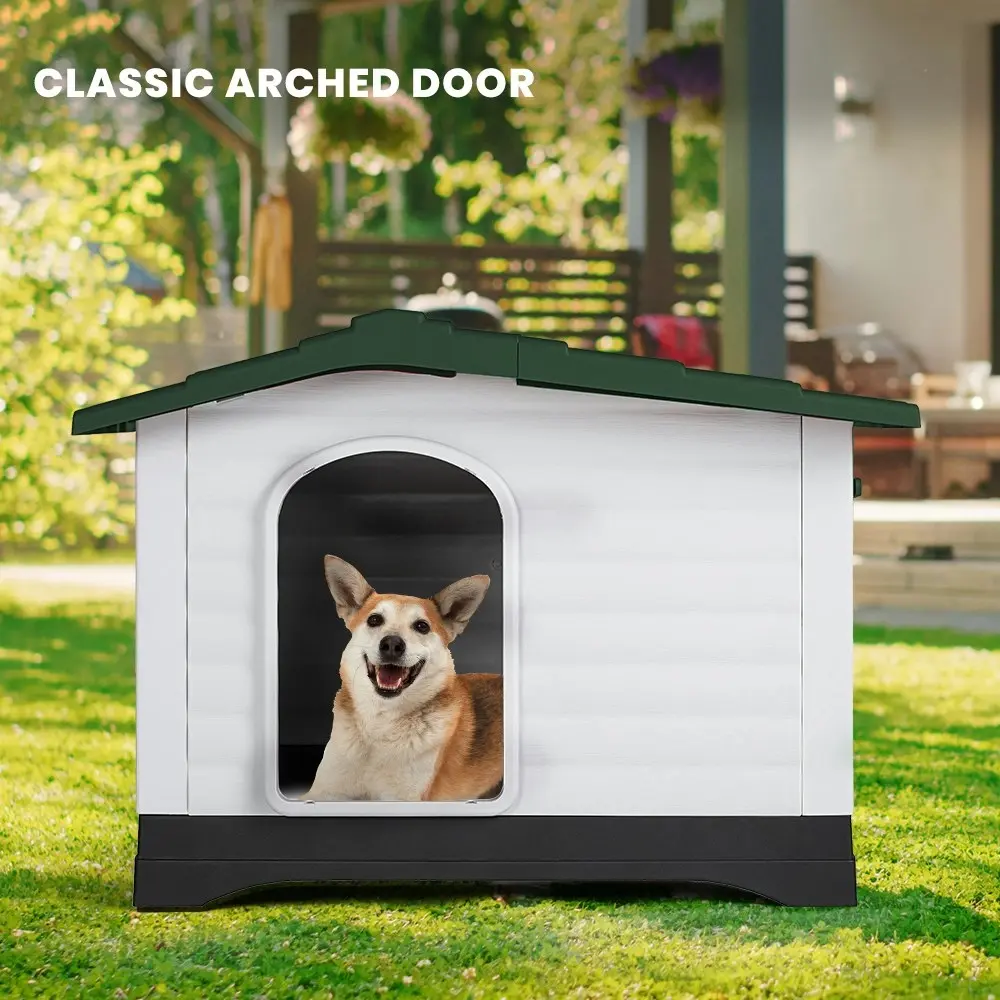 Taily Plastic Dog Kennel Outdoor Indoor Weatherproof Pet Puppy Dog House Large Green Anti UV Shelter