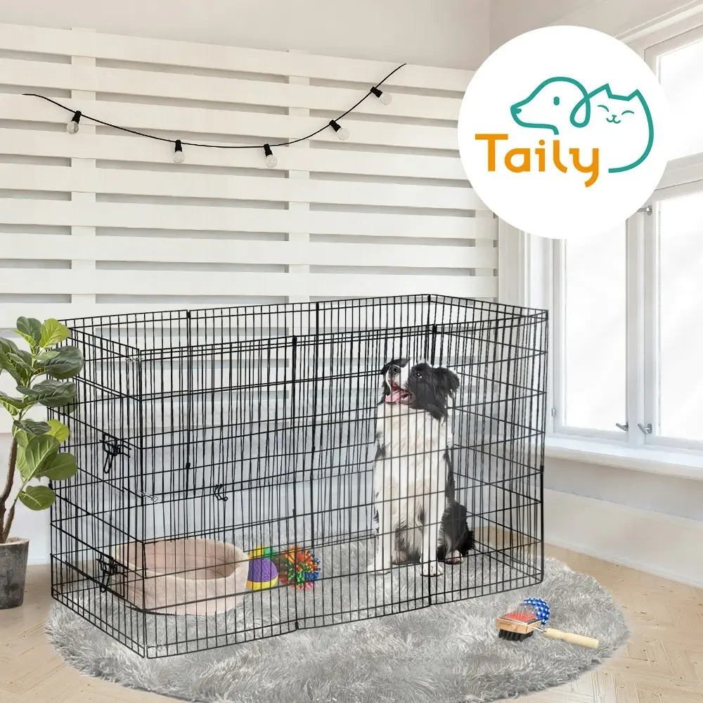 Taily 42" Dog Playpen 8 Panel Foldable Pet Fence Exercise Play Pen Cat Rabbit Puppy Cage Enclosure