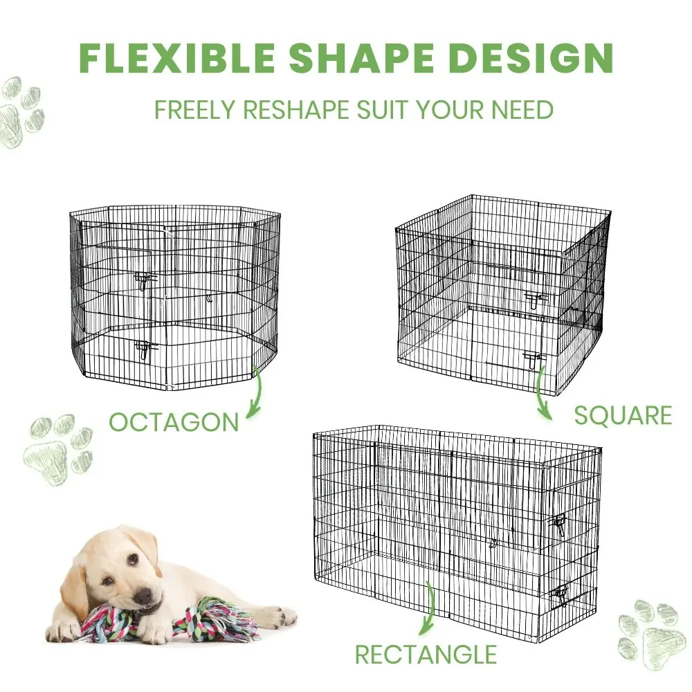 Taily 42" Dog Playpen 8 Panel Foldable Pet Fence Exercise Play Pen Cat Rabbit Puppy Cage Enclosure