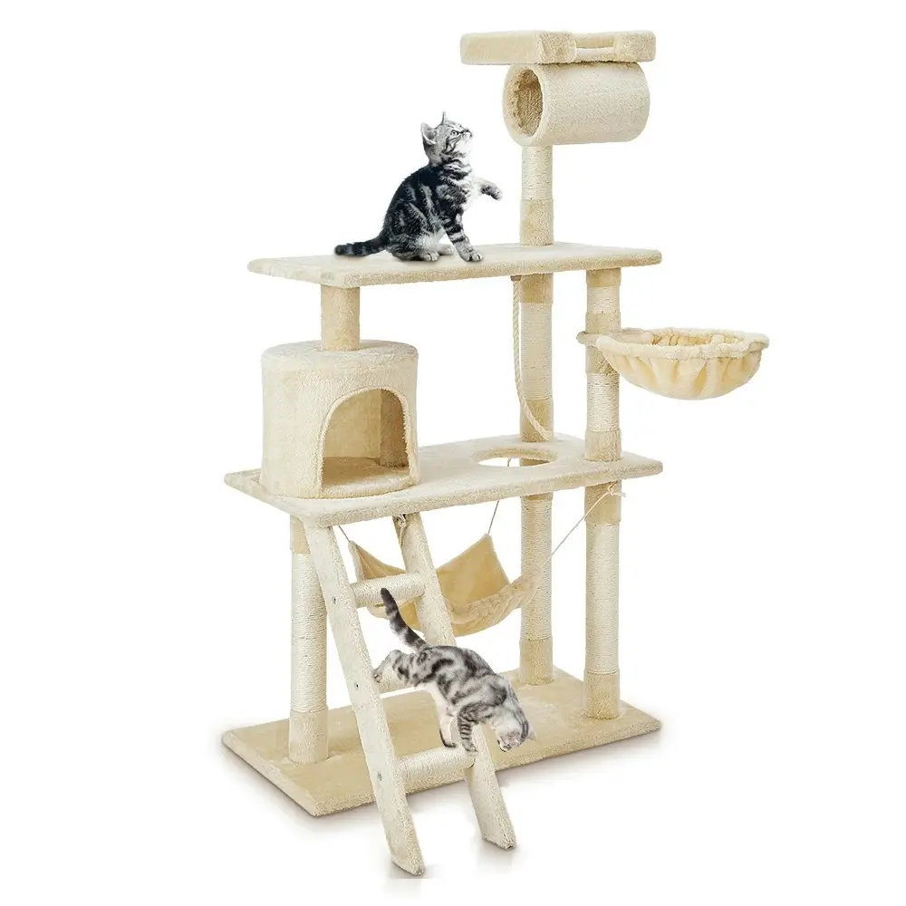 Taily Cat Tree Scratching Post Scratcher Tower Condo Bed House Pole 140CM Beige Pet Toy