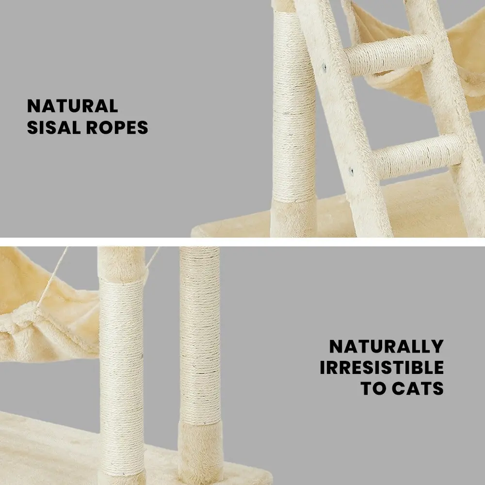 Taily Cat Tree Scratching Post Scratcher Tower Condo Bed House Pole 140CM Beige Pet Toy