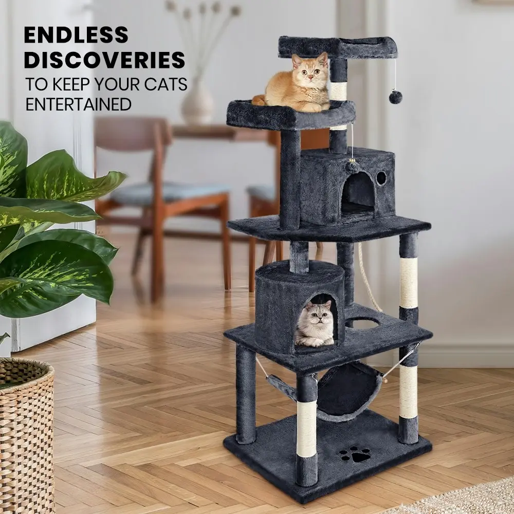 Taily Cat Tree Scratching Post Scratcher Tower Condo House Bed Stand 160CM Stand Pet Furniture Grey