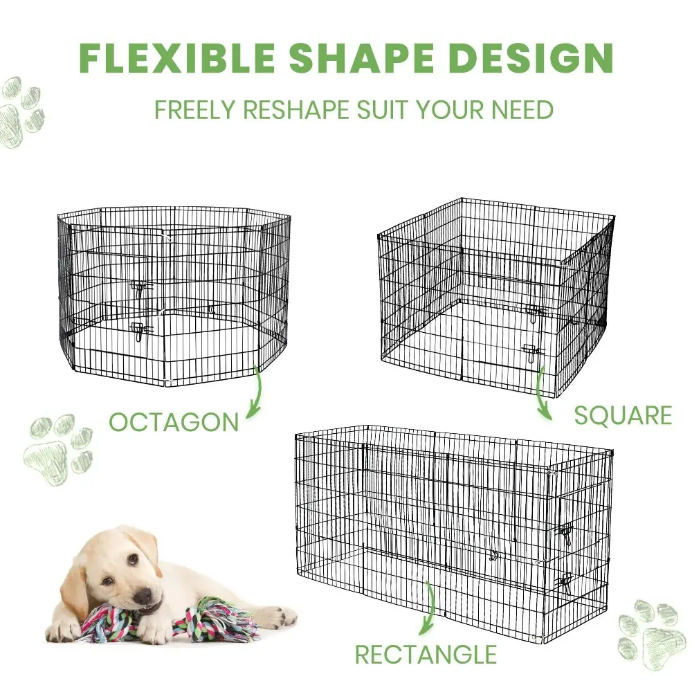 Taily 36" Dog Playpen 8 Panel Foldable Pet Fence Exercise Play Pen Cat Rabbit Puppy Cage Enclosure