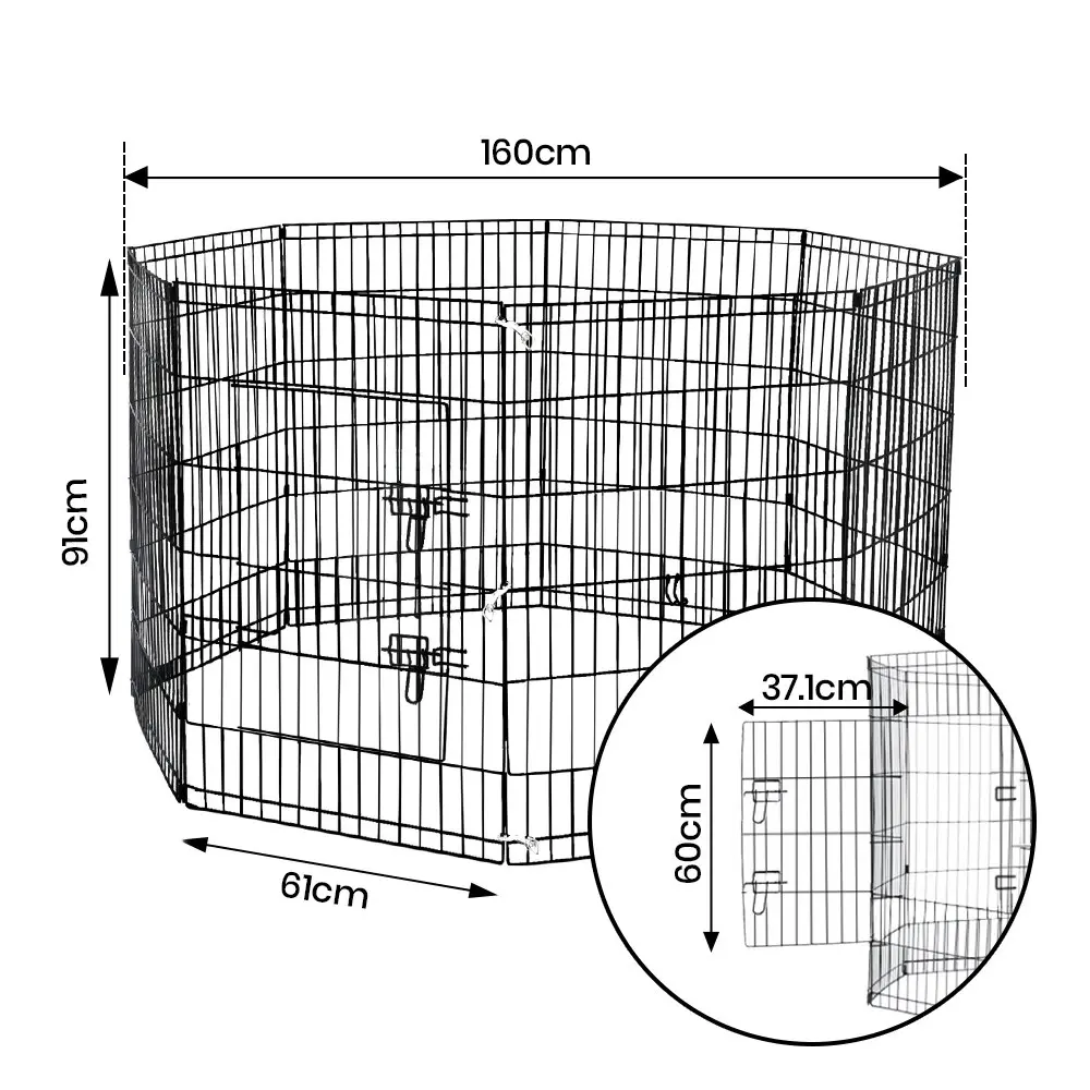 Taily 36" Dog Playpen 8 Panel Foldable Pet Fence Exercise Play Pen Cat Rabbit Puppy Cage Enclosure