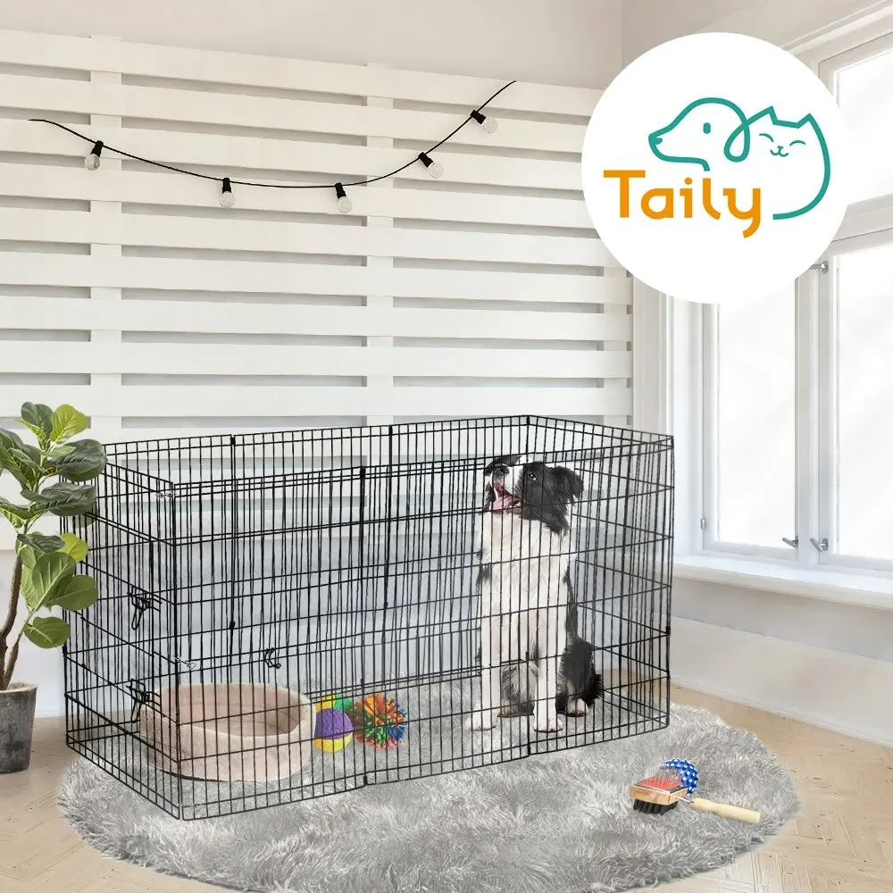 Taily 36" Dog Playpen 8 Panel Foldable Pet Fence Exercise Play Pen Cat Rabbit Puppy Cage Enclosure