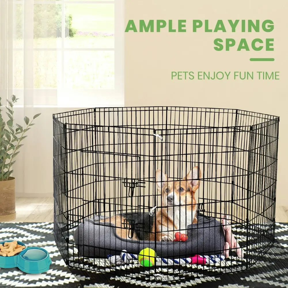 Taily 36" Dog Playpen 8 Panel Foldable Pet Fence Exercise Play Pen Cat Rabbit Puppy Cage Enclosure