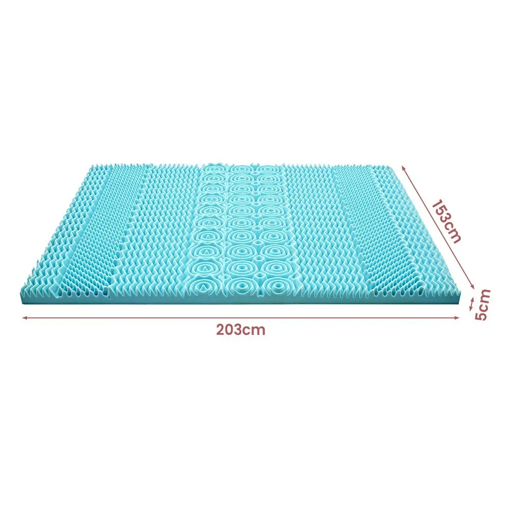 Mona Bedding Memory Foam Mattress Topper Cool Gel Bed w/Bamboo Cover Underlay 5CM 7-Zone Queen Q