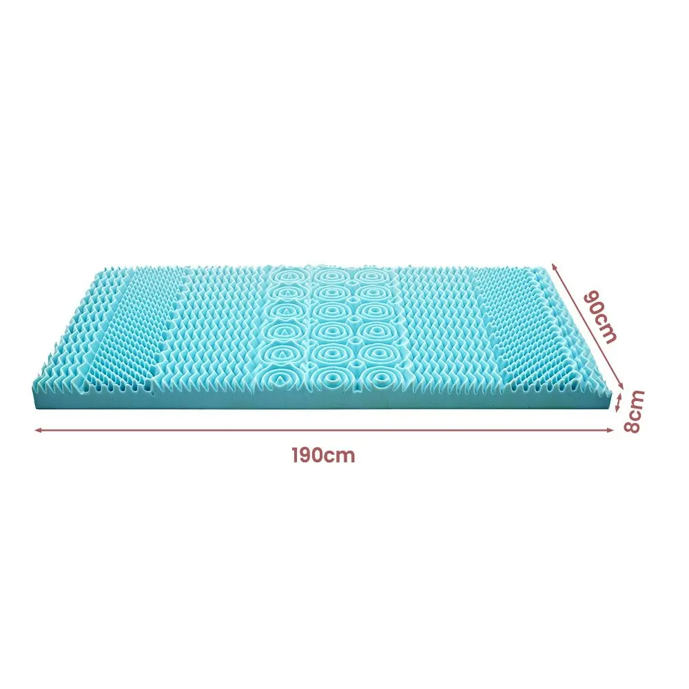 Mona Bedding Memory Foam Mattress Topper Cool Gel Bed w/Bamboo Cover Underlay 9CM 7-Zone Single S