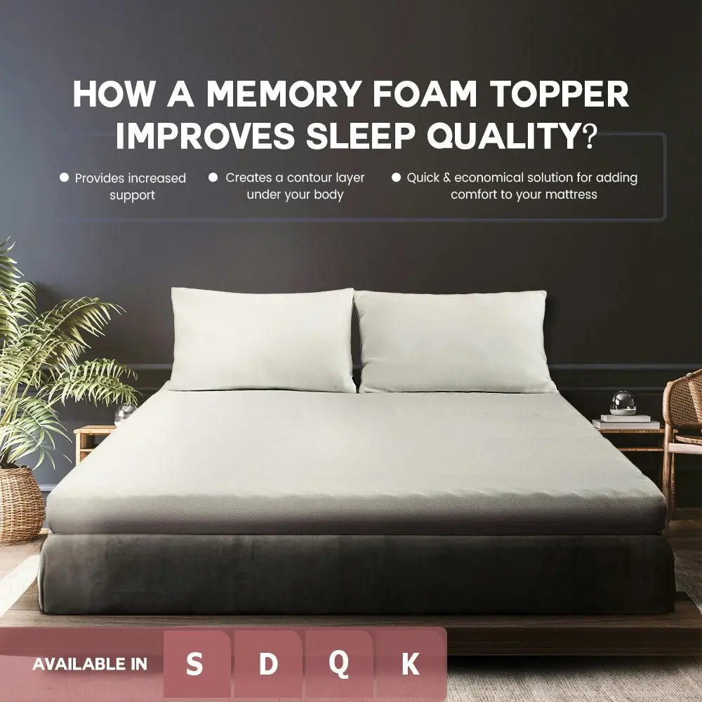 Mona Bedding Memory Foam Mattress Topper Cool Gel Bed w/Bamboo Cover Underlay 9CM 7-Zone King K