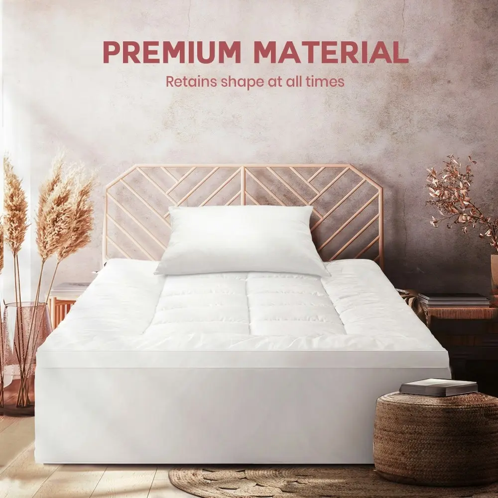 Mona Bedding Bamboo Microfibre Pillowtop Mattress Topper Protector Cover 1100GSM Bed Underlay Mat