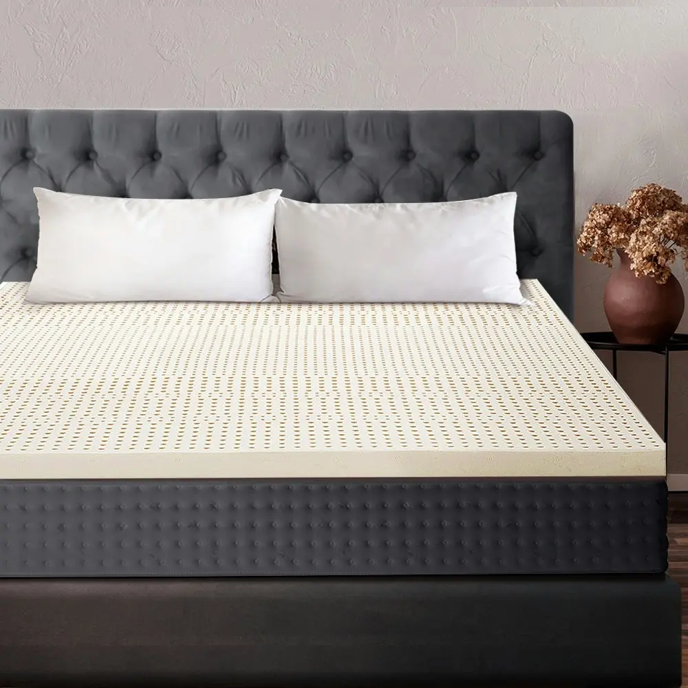 Mona Bedding Pure Natural Latex Mattress Topper Double Size 7 Zone Underlay Protector D 5cm Bed Pad