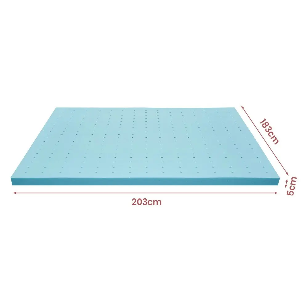 Mona Bedding Memory Foam Mattress Topper Cool Gel Bed w/Bamboo Cover Underlay 5CM Flat King K