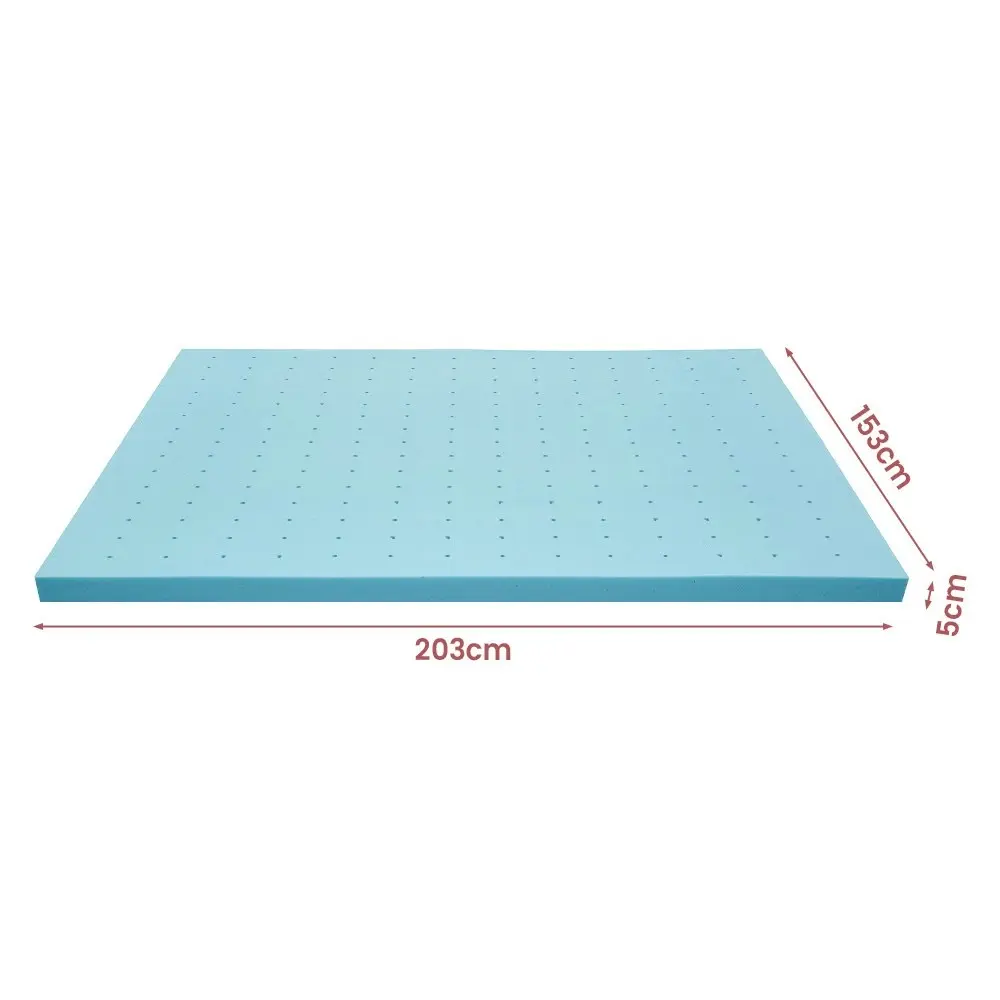 Mona Bedding Queen Memory Foam Mattress Topper Cool Gel Bed w/Bamboo Cover Underlay 5CM Flat Q Size