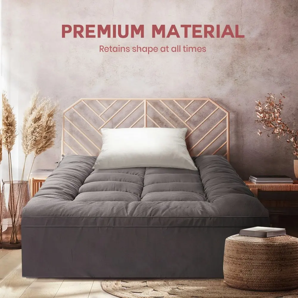 Mona Bedding Bamboo Charcoal Pillowtop Mattress Topper Protector Cover 1100GSM Bed Underlay Mat Pad