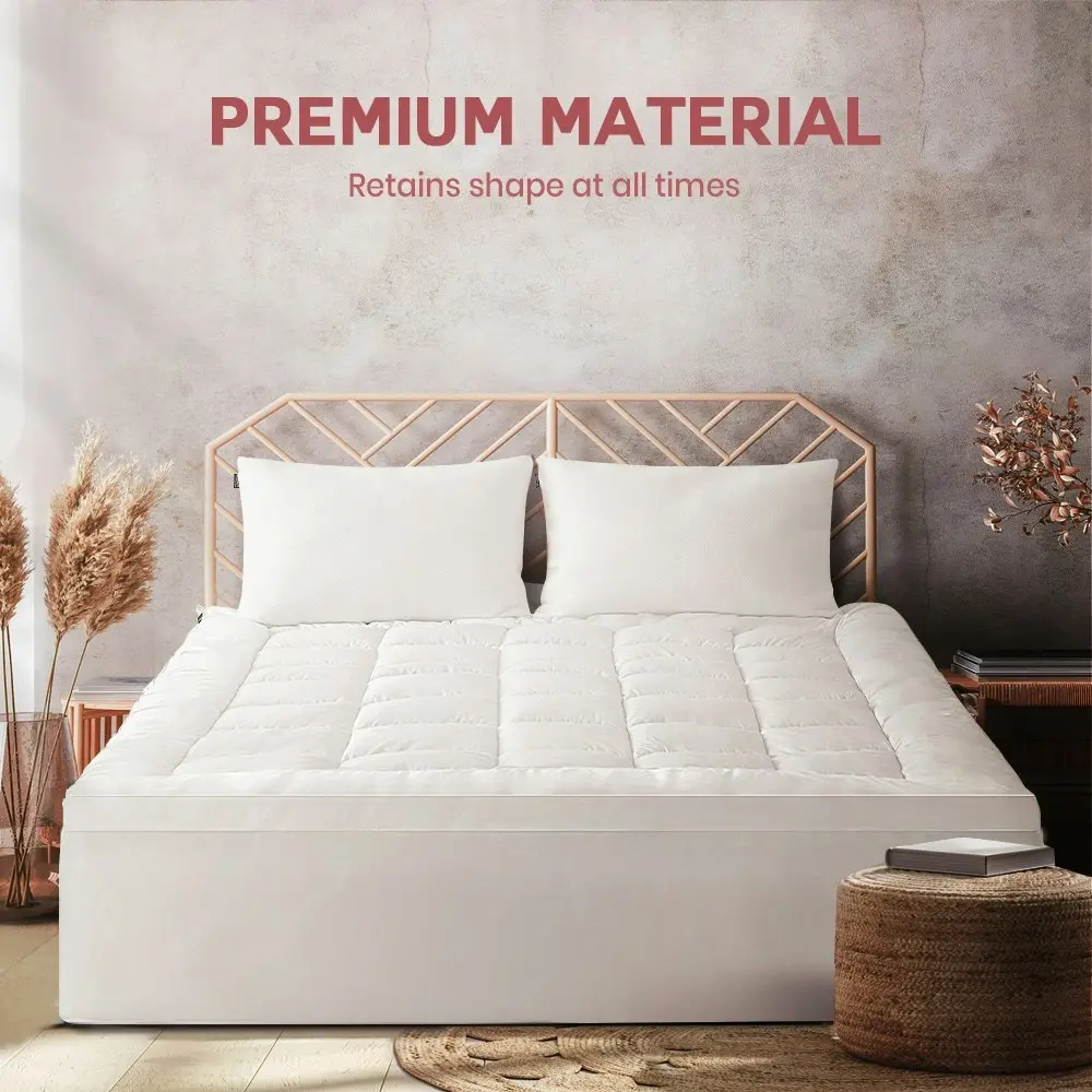 Mona Bedding Bamboo Fibre Pillowtop Mattress Topper 1100GSM Bed Underlay Mat Protector Cover Queen