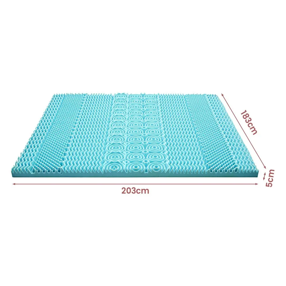 Mona Bedding Memory Foam Mattress Topper Cool Gel Bed w/Bamboo Cover Underlay 5CM 7-Zone King K