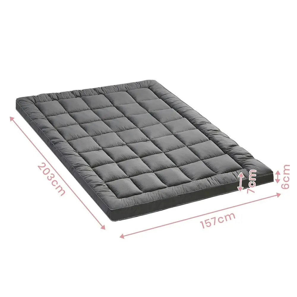 Mona Bedding 1100GSM Cotton Fibre Pillowtop Mattress Topper Pad Underlay Queen Bed Protector Mat Q