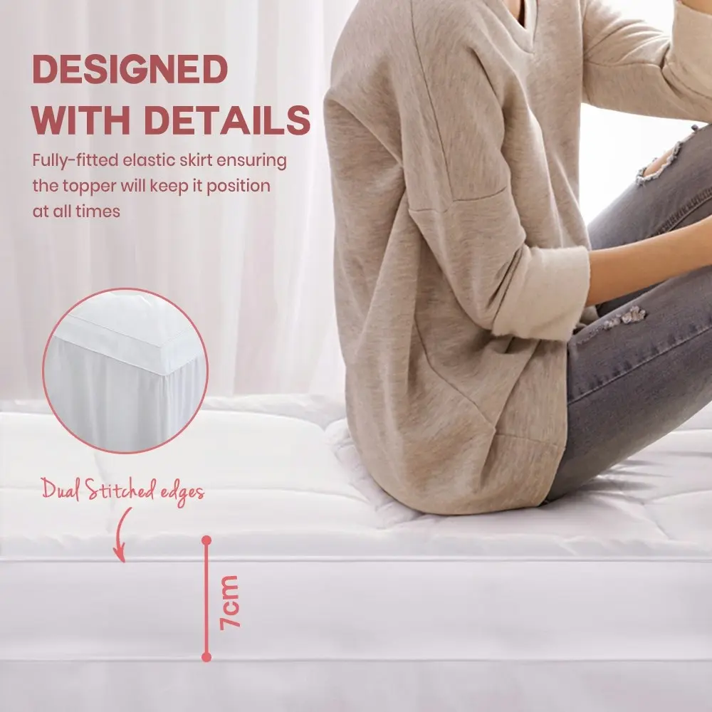 Mona Bedding Bamboo Fibre Pillowtop Mattress Topper Protector Cover Mat Single Size Bed Underlay Pad