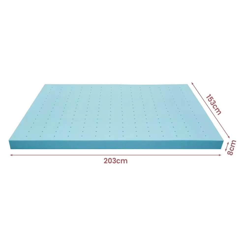 Mona Bedding Memory Foam Mattress Topper Cool Gel Bed w/Bamboo Cover Underlay 9CM Flat Queen Q