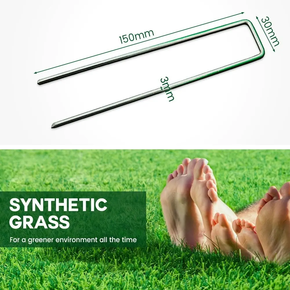 Groverdi Synthetic Artificial Grass Pins Fake Lawn Turf Weed Mat Galvanised Steel U Pegs 200pcs