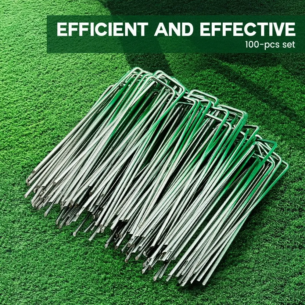 Groverdi Synthetic Artificial Grass Pins Fake Lawn Turf Weed Mat Galvanised Steel U Pegs 200pcs