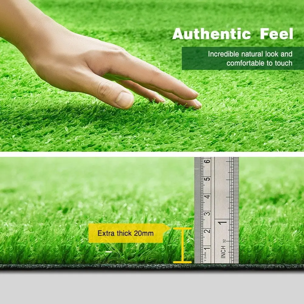 Groverdi Artificial Grass Synthetic Lawns 2mx5m Fake Grass Turf Plastic Plant 20mm Summer Green