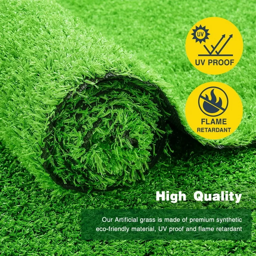 Groverdi Artificial Grass Synthetic Lawns 2mx5m Fake Grass Turf Plastic Plant 20mm Summer Green