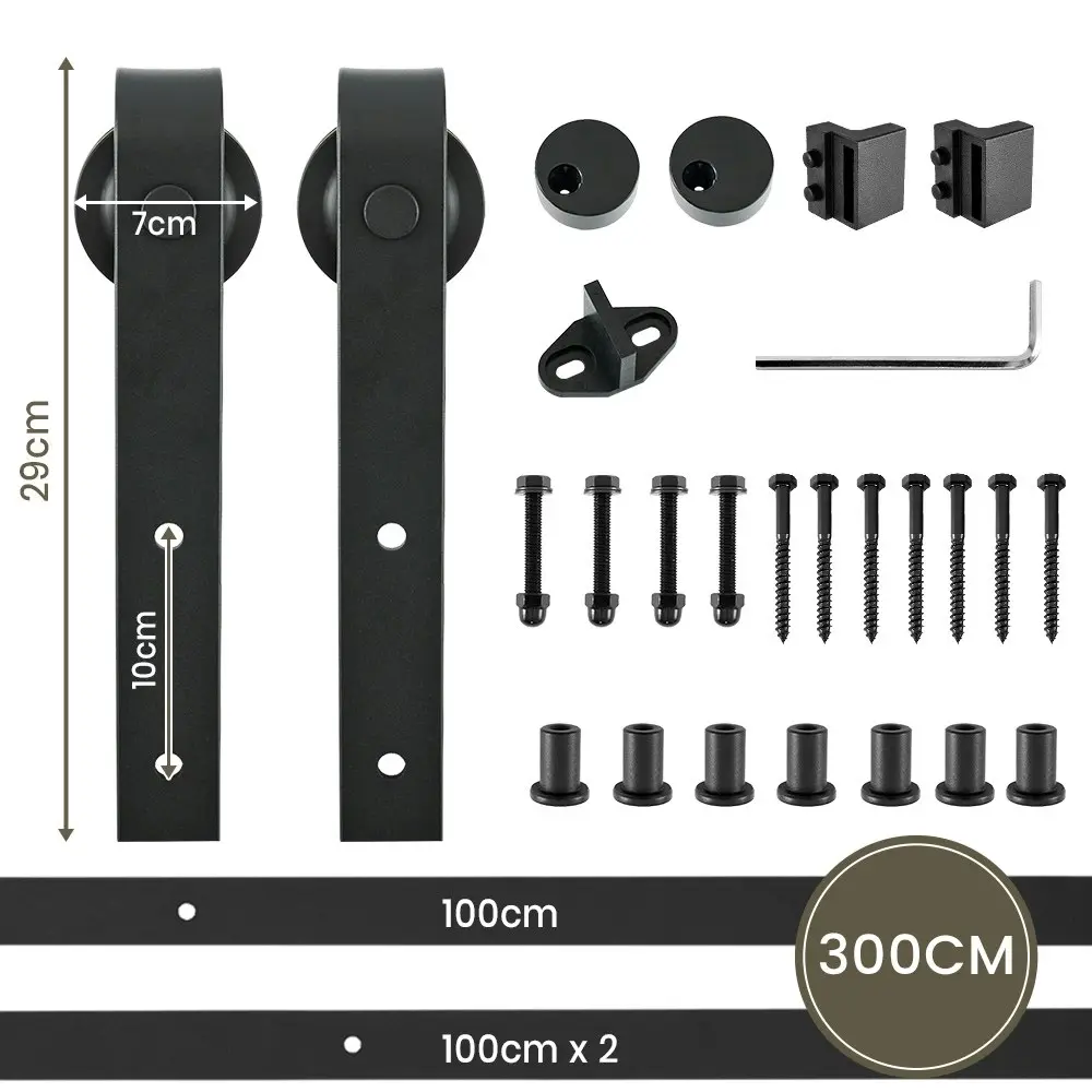 Furb Sliding Barn Door Hardware Kit Single Door Track Roller Classic Antique Style 3M