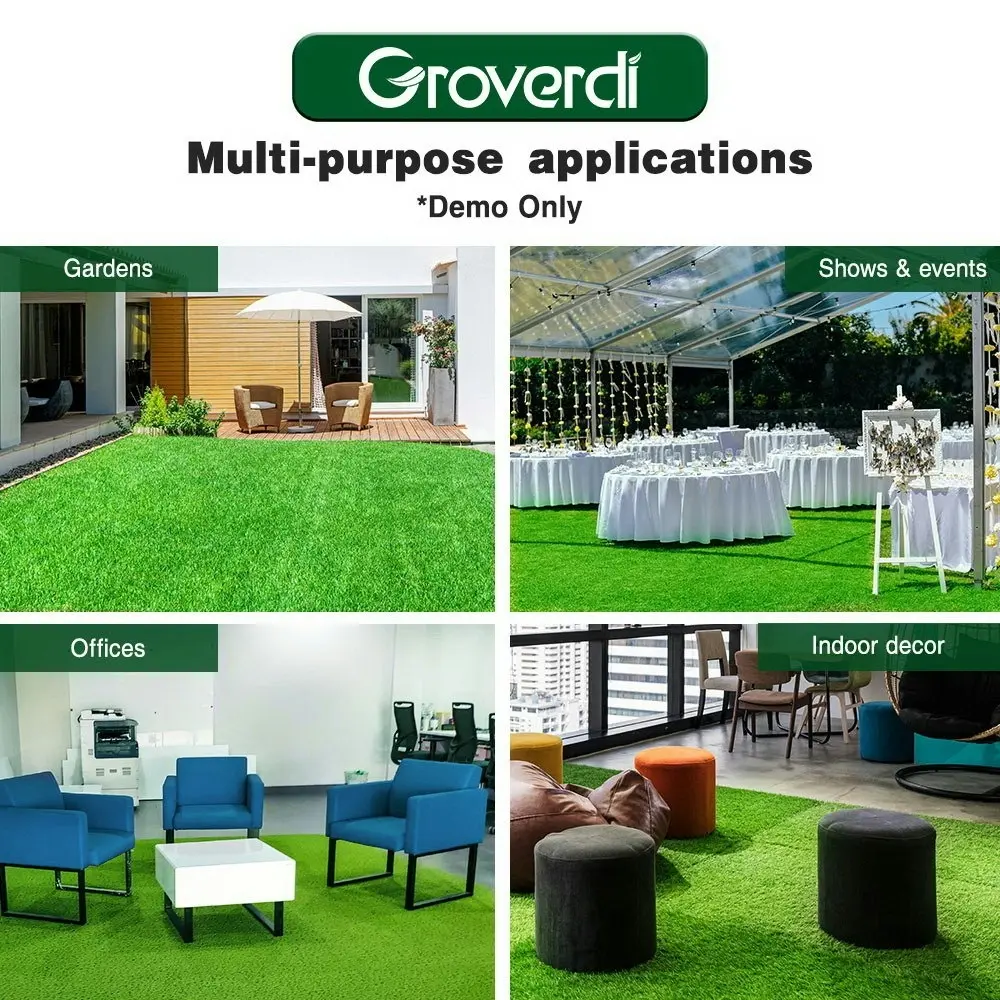 Groverdi Artificial Grass Synthetic Lawns 1mx10m Fake Grass Turf Plastic Plant 20mm Summer Green