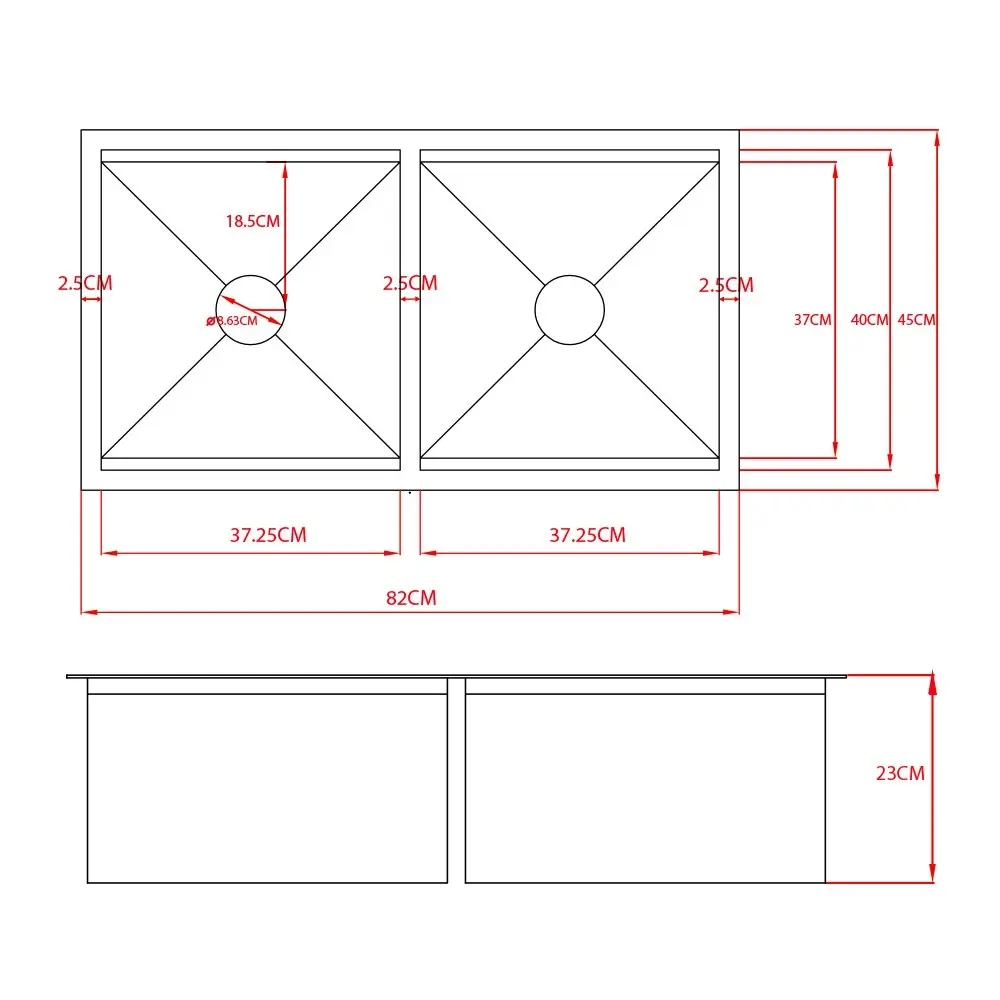 Simplus Stainless Steel Kitchen Workstation Sink 82x45CM Laundry Undermount Double Bowl Set Silver