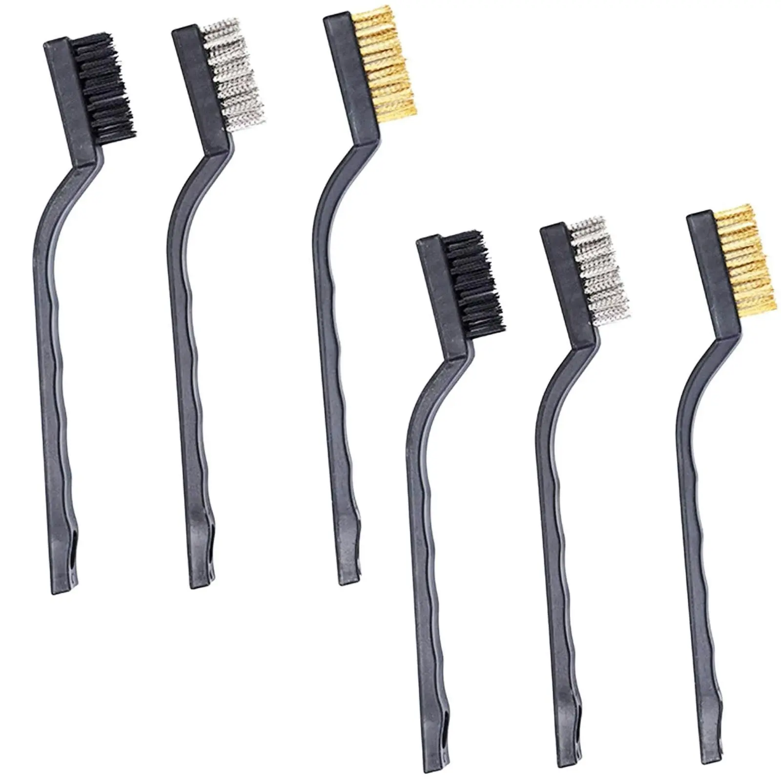 6pcs WIRE BRUSH SET Cleaning Nylon & Stainless Steel Brushes Brass Metal Tools