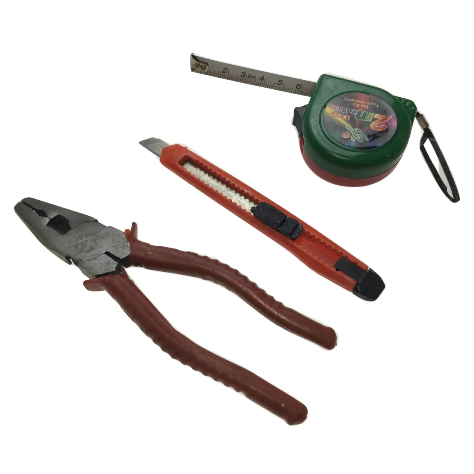 3pc HARDWARE TOOL SET Pliers Measuring Tape Box Cutter Kit