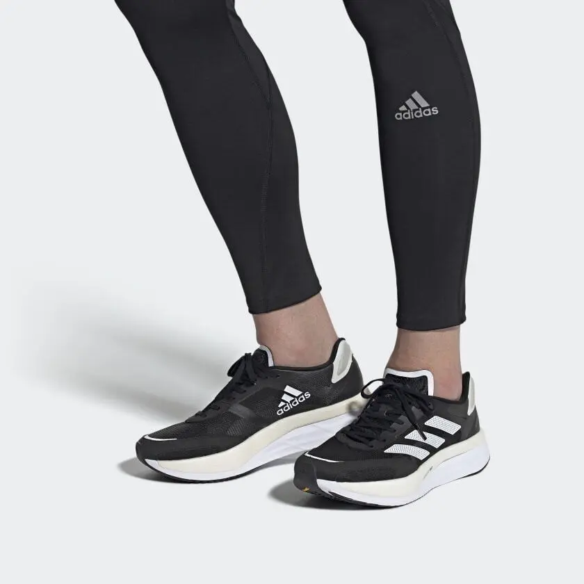 Adidas Womens Adizero Boston 10 Running Shoes - Black/White/Gold