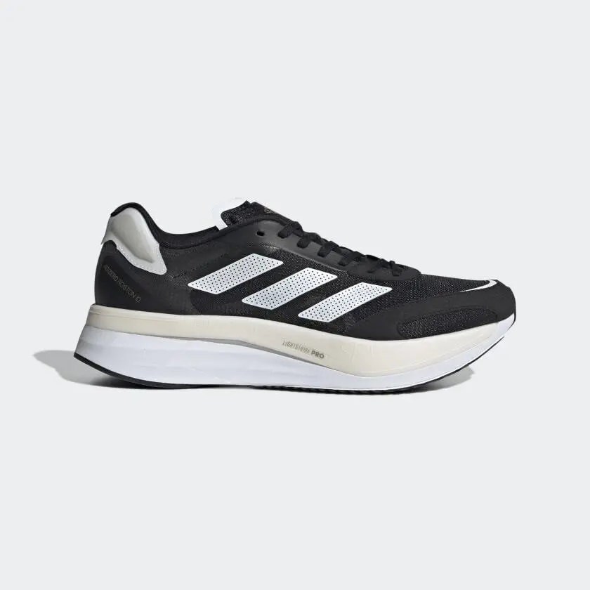 Adidas Womens Adizero Boston 10 Running Shoes - Black/White/Gold