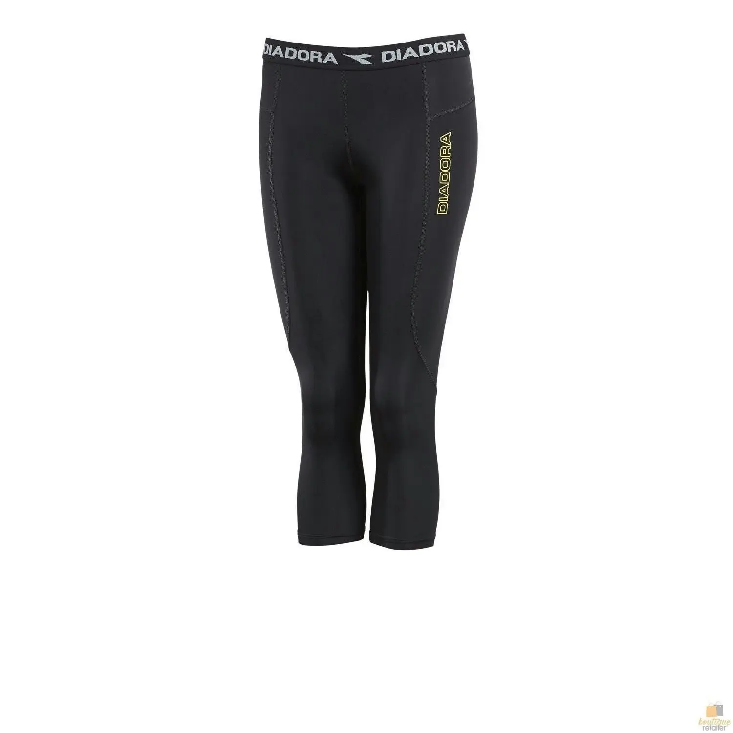 Diadora Ladies Compression Sports 3/4 Tights Gym Yoga Thermals - Black