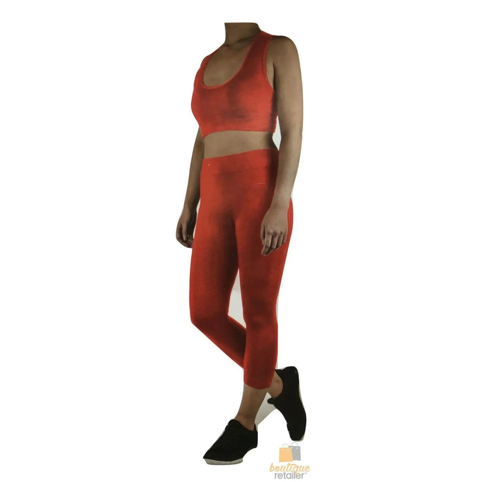 Womens CROP TOP Tank + LEGGING Pants SET Jogger Sport Party Tracksuit Gym Yoga