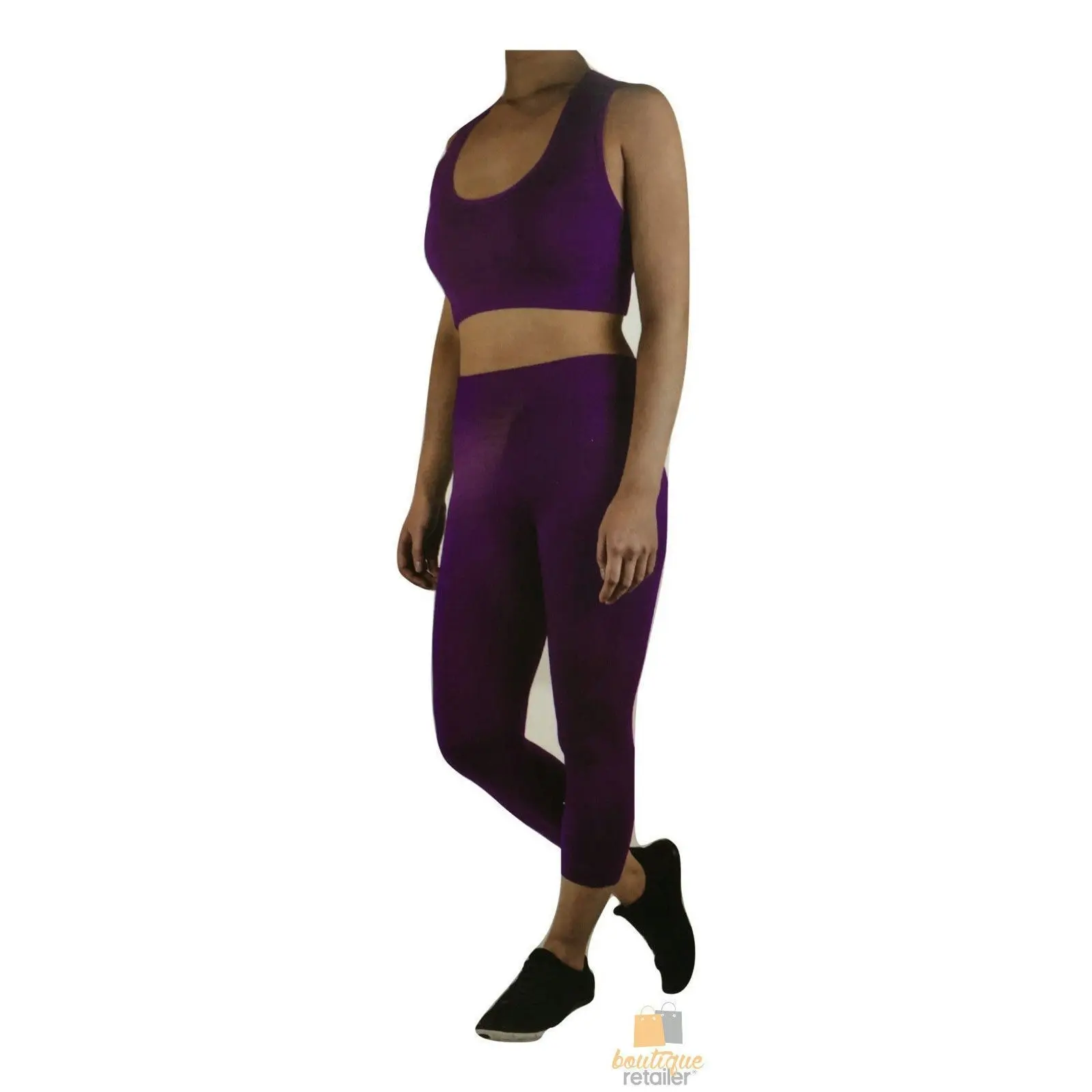 Womens CROP TOP Tank + LEGGING Pants SET Jogger Sport Party Tracksuit Gym Yoga