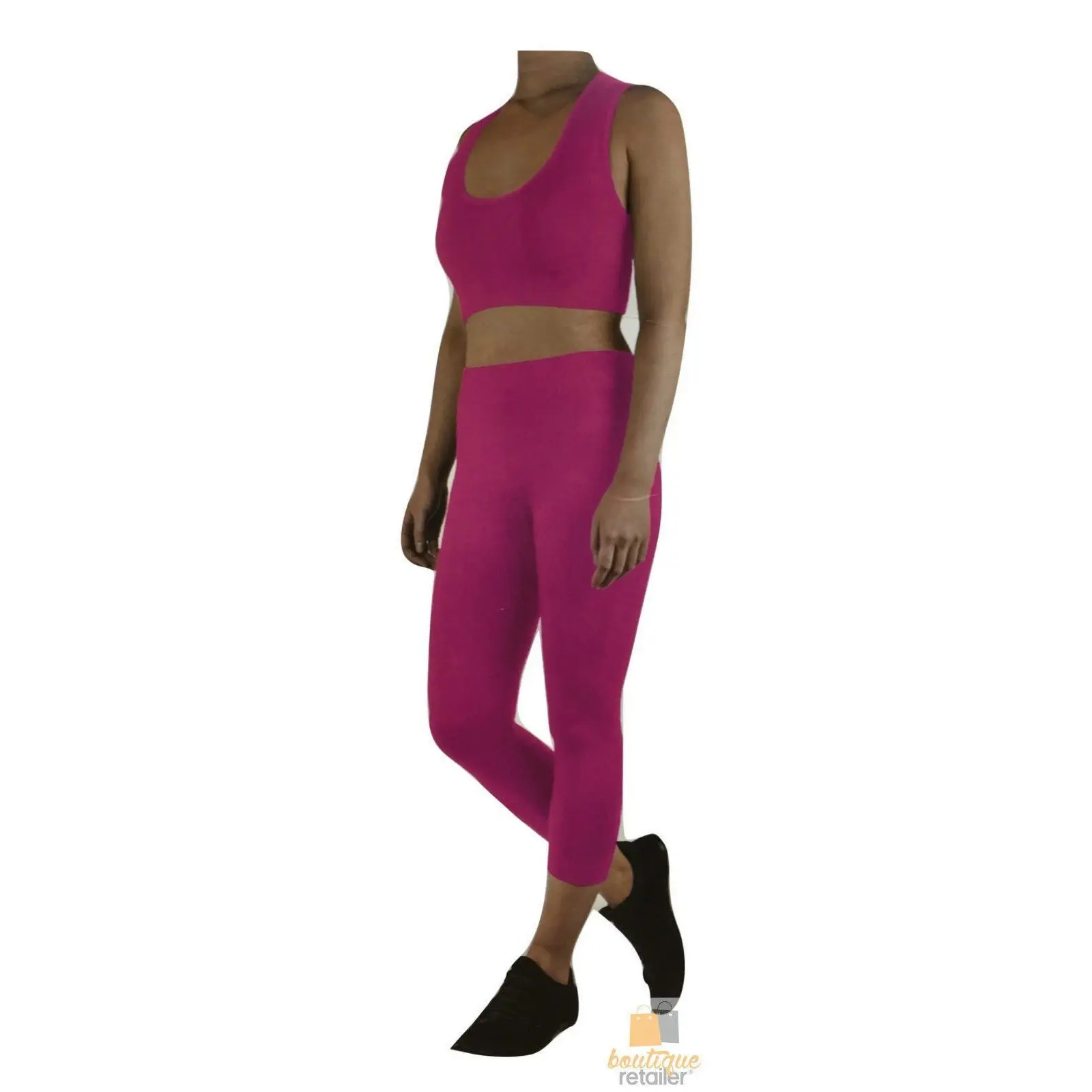 Womens CROP TOP Tank + LEGGING Pants SET Jogger Sport Party Tracksuit Gym Yoga