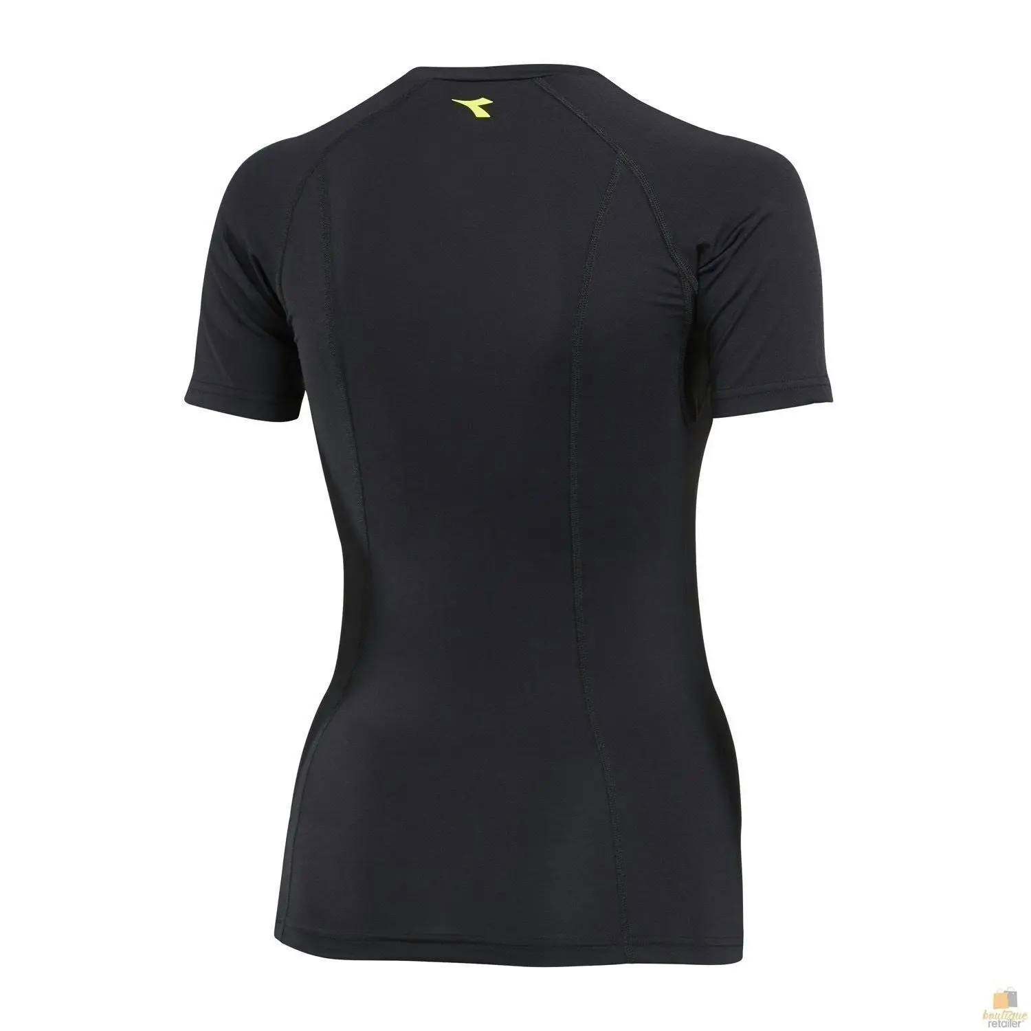 Diadora Ladies Womens Compression Short Sleeve Top Fitness Gym Yoga - Black