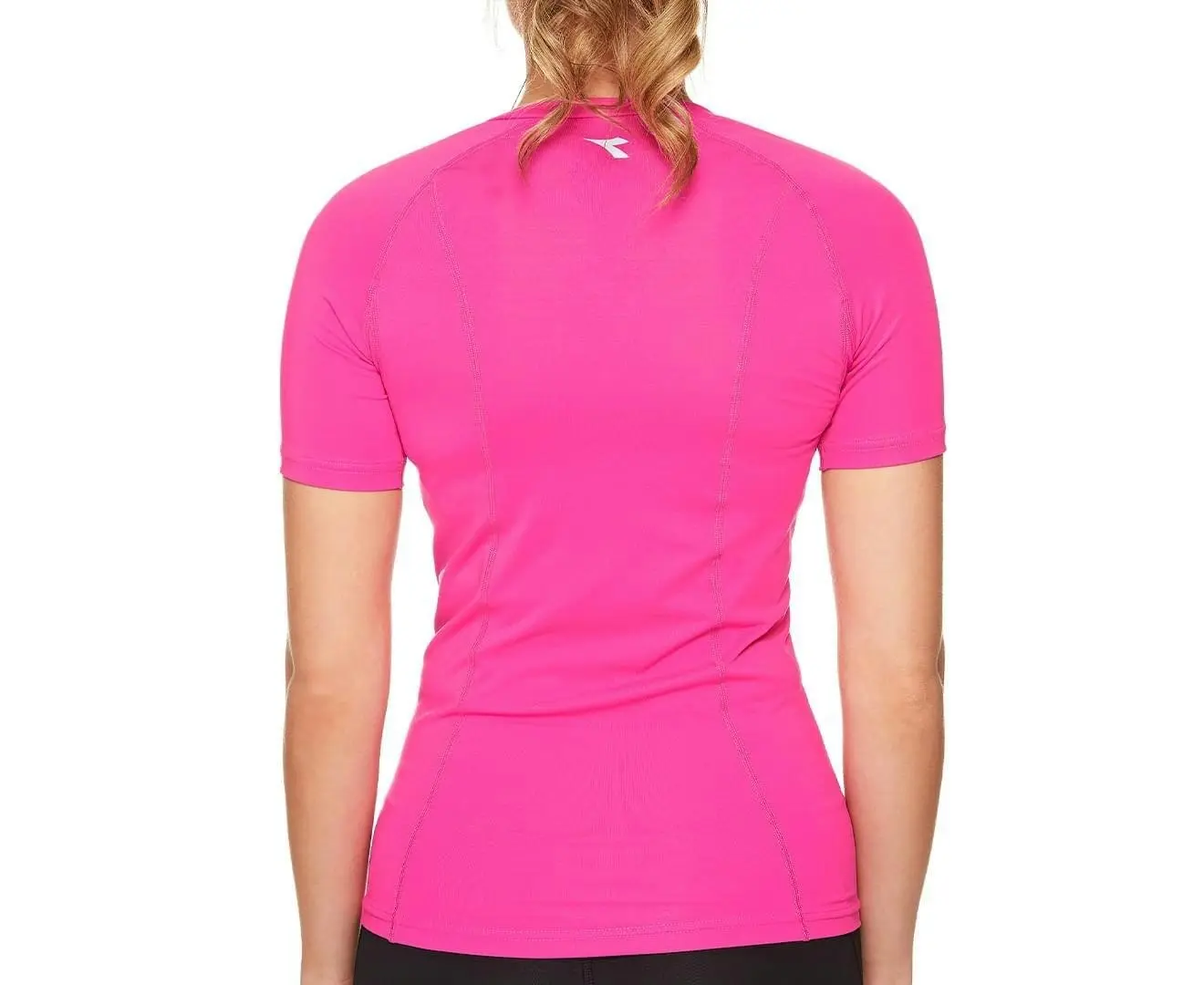 Diadora Ladies Compression Short Sleeve Top Fitness Gym Yoga - Pink