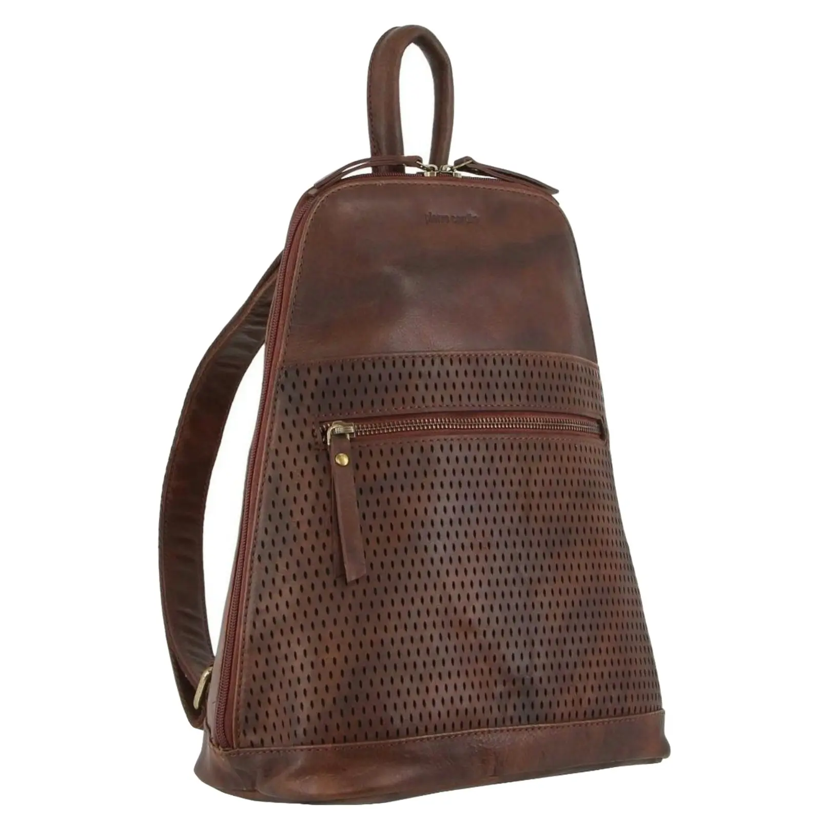 Pierre Cardin Women's Rustic Leather Backpack Ladies Rucksack Bag Pack