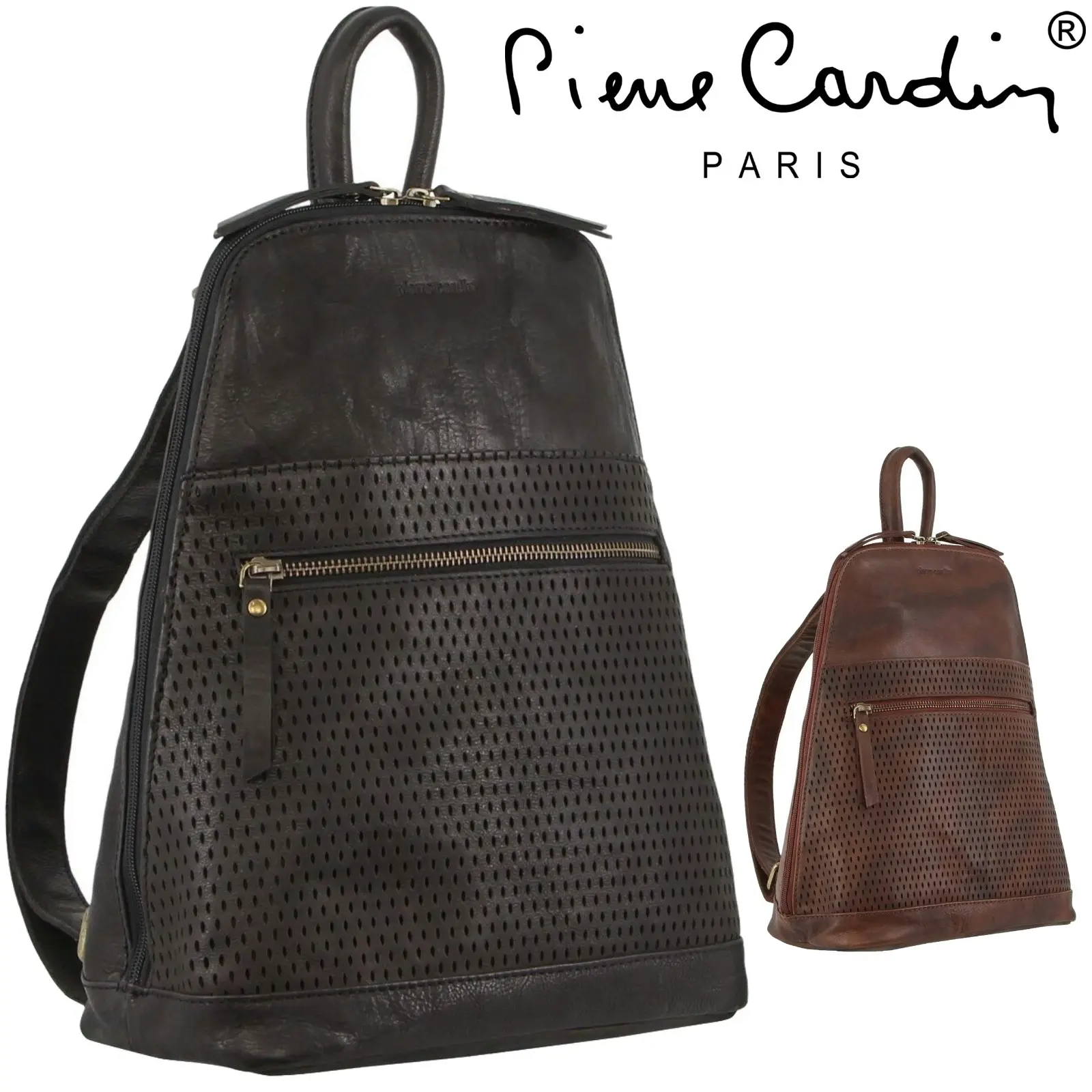 Pierre Cardin Women's Rustic Leather Backpack Ladies Rucksack Bag Pack