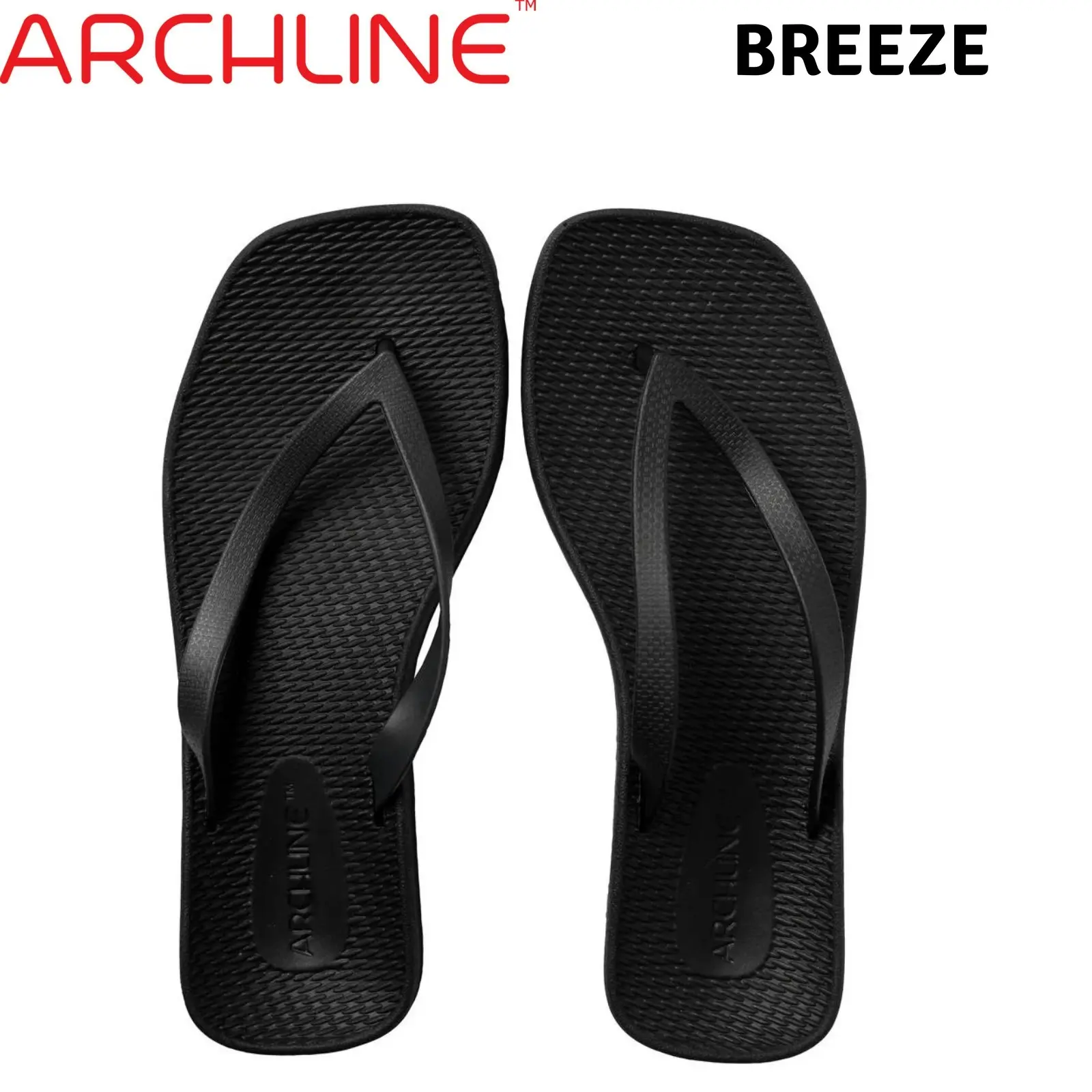 Archline Breeze Arch Support Orthotic Thongs Flip Flops Arch Support - Black