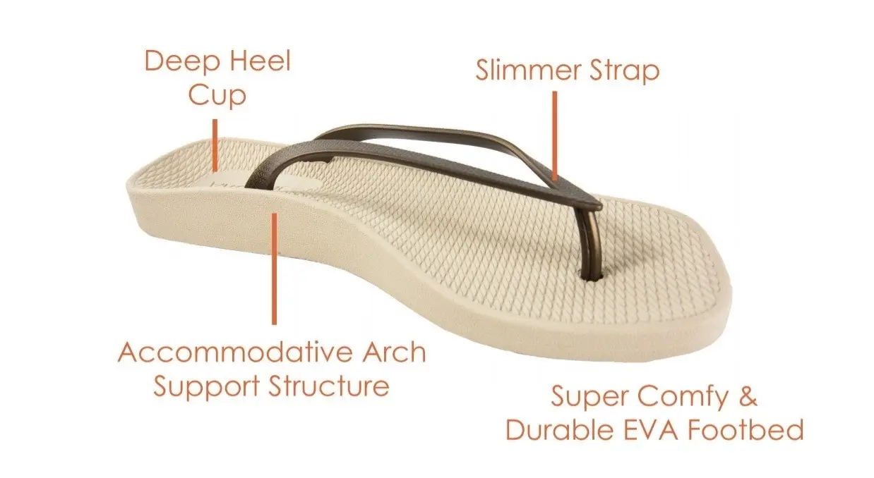 Archline Breeze Arch Support Orthotic Thongs Flip Flops Arch Support - Black