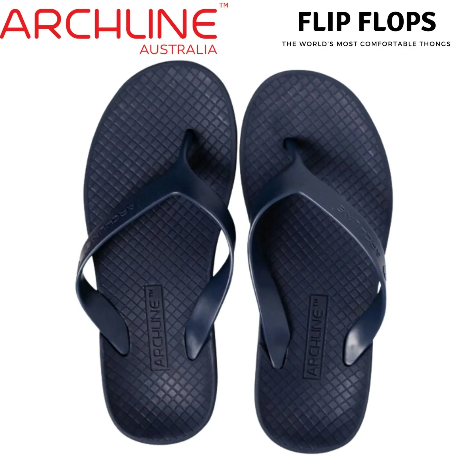 Archline Flip Flops Orthotic Thongs Arch Support Shoes Footwear - Navy