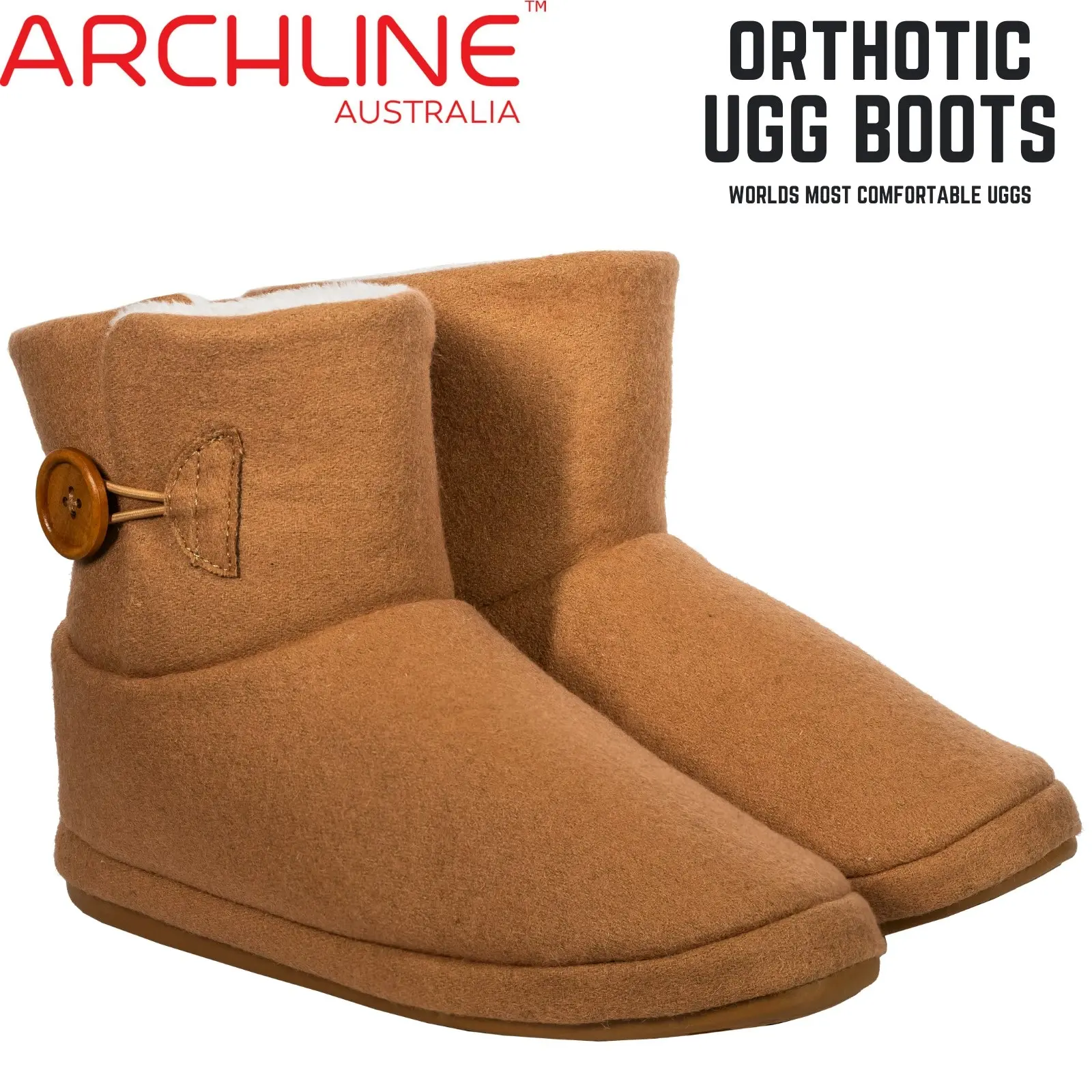 Archline Orthotic UGG Boots Slippers Arch Support Warm Orthopedic Shoes - Chestnut