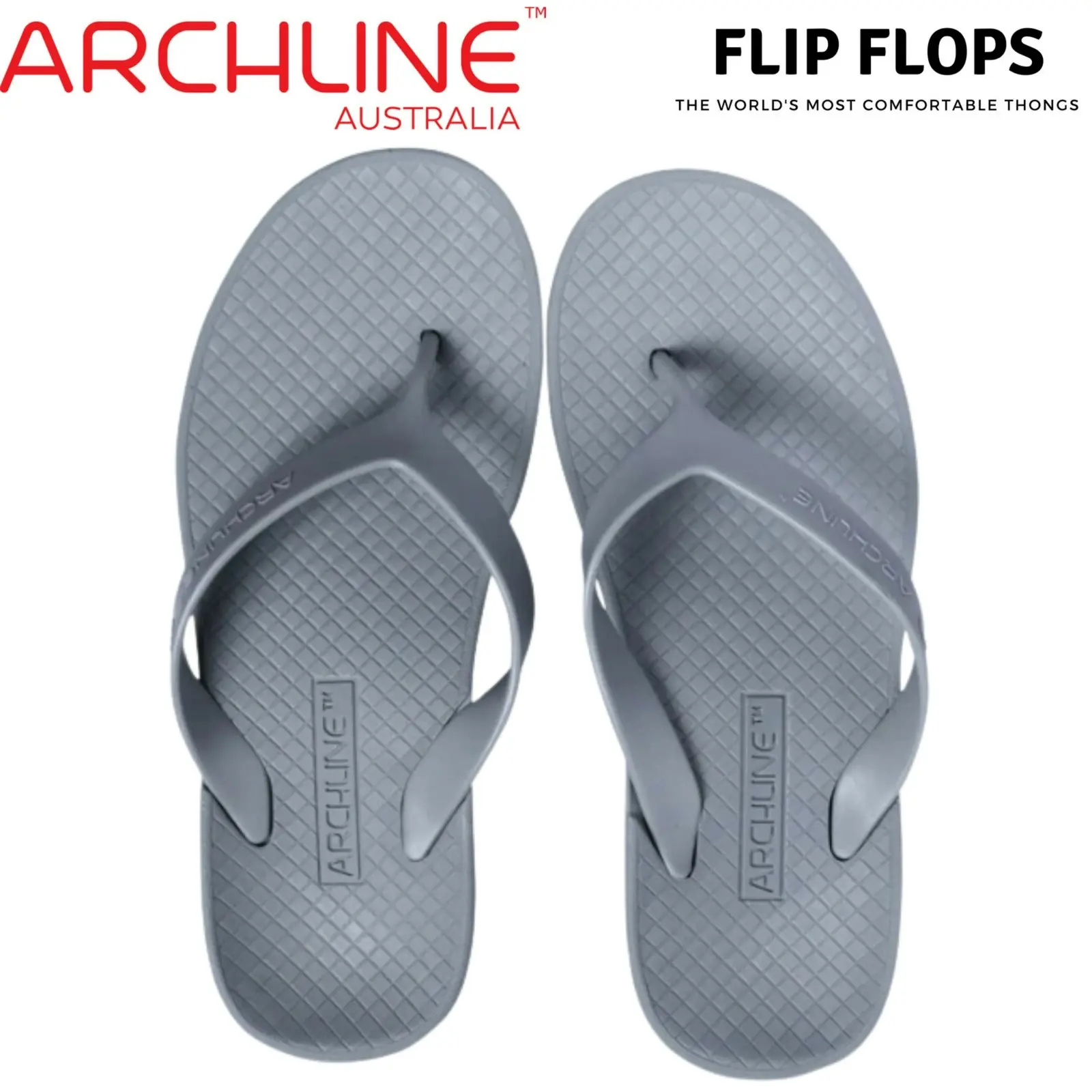 Archline Orthotic Flip Flops Thongs Arch Support Shoes Footwear - Grey