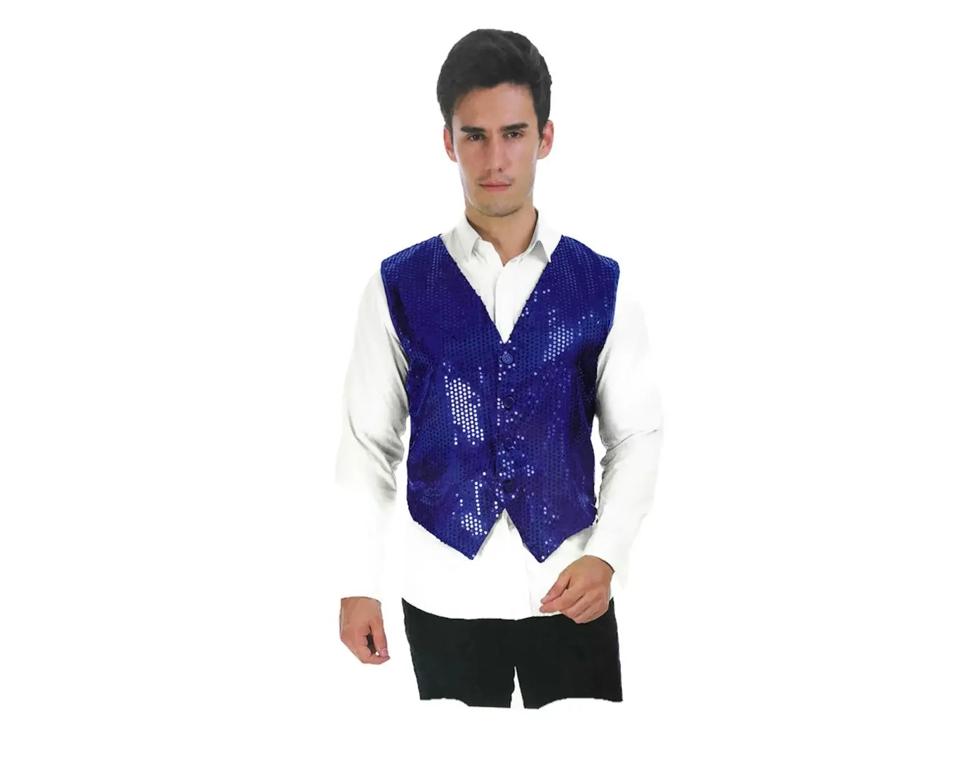 Mens Premium SEQUIN VEST Waistcoat Dance Costume Disco Sparkle Deluxe