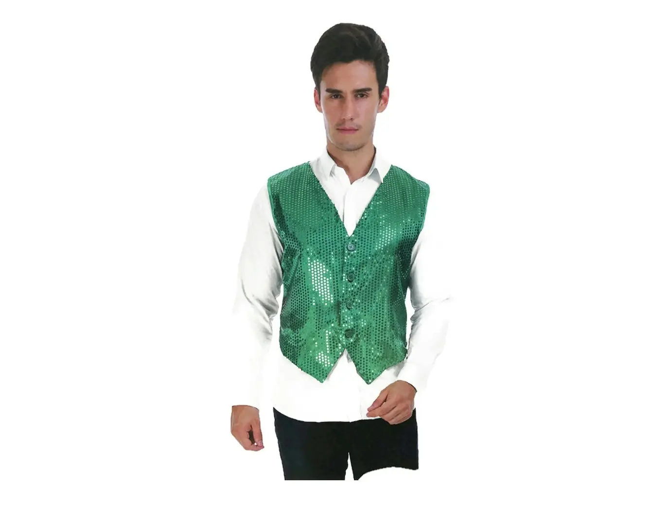 Mens Premium SEQUIN VEST Waistcoat Dance Costume Disco Sparkle Deluxe